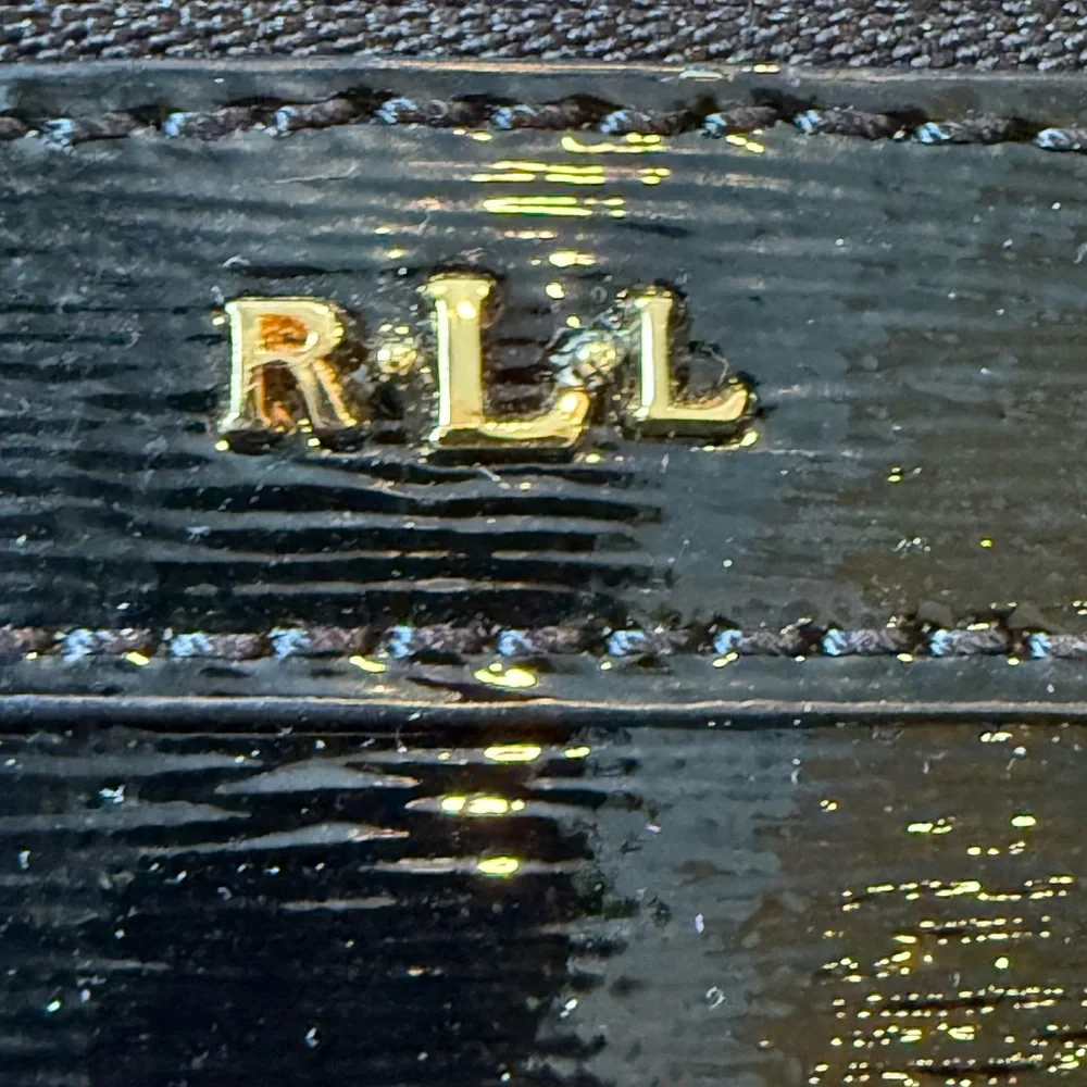 Lauren Ralph Lauren Black Patent Leather Satchel with Gold Hardware